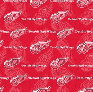 BTHY NHL Ice Hockey Detroit Red Wings Prints Cotton Fabric BY The Half YARD - Picture 1 of 5