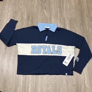 Royals Sweater S NEW Kansas City Crop Top 1/4 Zip Spellout Game-day Sweat-shirt - Picture 1 of 9