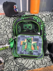 Minecraft Back pack set 5 Piece Creeper Tnt Graphics Backpack Set Boy Headphones - Picture 1 of 12