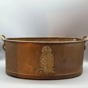 Brass Oval Tub with Elephant Trunk Handles from India 17" x 10.5" x 7" Deep - Picture 1 of 11