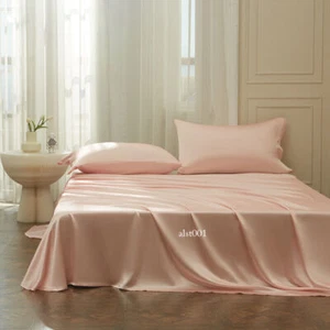 22 MM 76*80 Inch Bed Fitted Sheet Nature Mulberry Silk Customize 2 Pillowcases - Picture 1 of 9