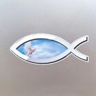 White Dove Christian Fish Religious Vinyl Sticker For Car Helmet Laptop 150x60mm