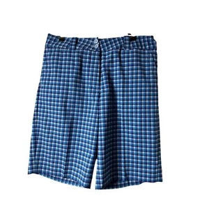 Nike Golf Shorts Womens 10 Blue Purple Plaid Flat Front Dri-Fit NWT - Picture 1 of 4