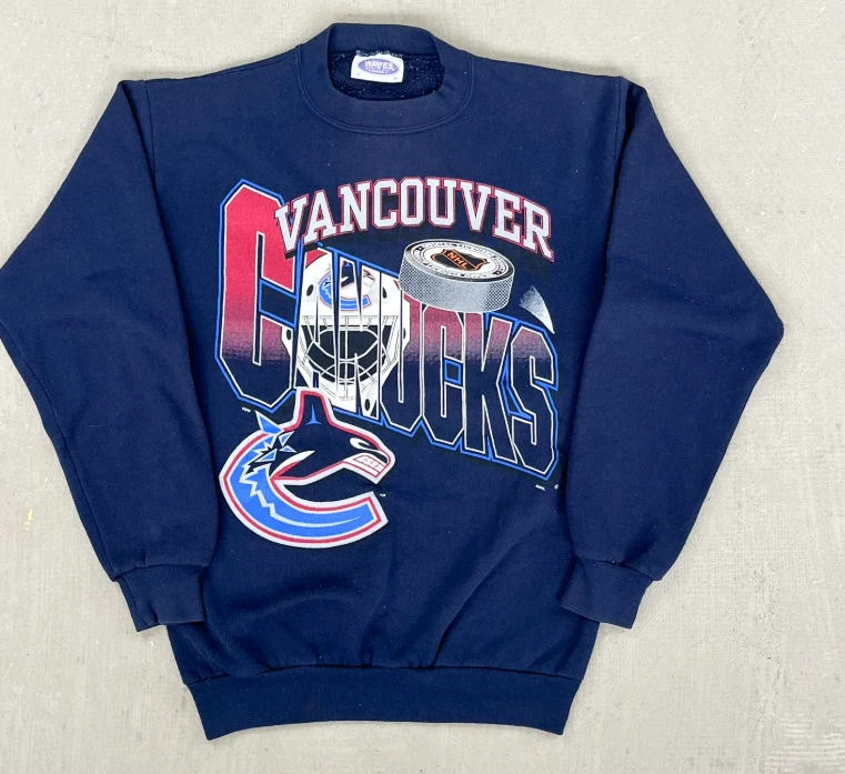 Vintage Vancouver Canucks NHL Logo navy color Crewneck Sweatshirt VK04340 - Image 1 of 1