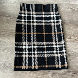 Isaac Mizrahi Live Stretch Knit Midi Skirt Womens XSmall Pull On Plaid - Picture 1 of 8