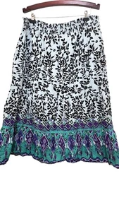 Weiche Umrandung Damen 2X Bohemian Maxirock schwarz & weiß Blumenmuster grün & Pu - Bild 1 von 5