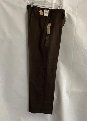 NUEVO CON Etiquetas HAGGAR Pantalones de Vestir Para Hombres 36x32 Marrón Cintura Cómoda Calce Clásico ** Foto 1 de 4