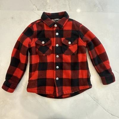 Chaqueta forrada de lana de franela roja negra Eddie Bauer para niños talla 4/5 Foto 1 de 4