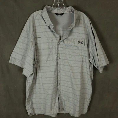 Under Armour Shirt Mens 3XL Gray Geometric Vented Outdoor Active Heatgear - Image 1 of 4