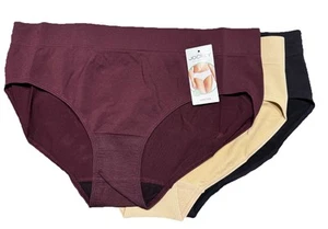 Jockey 3-Pack Size 9/XXL Black/Burgundy/Beige Underwear Ecco SeamFree Hipsters - Picture 1 of 7