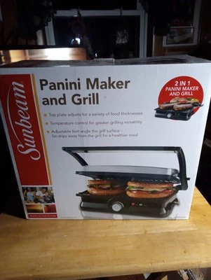 Sunbeam Panini Maker And Grill 2 in 1 Non-Stick New In Box - Image 1 of 4