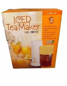 Mr. Coffee 2 Quart Iced Tea Maker TM1S White Yellow Lid Adjustable Steeping New - Picture 1 of 5