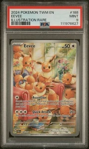 Tarjeta Pokémon Eevee Twilight Masquerade Ilustración Rara #188/167 PSA 9 COMO NUEVA - Imagen 1 de 2