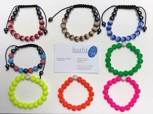 Luxus Shamballa Disco Ball Armband Zirkonia versch. Modelle, 2-farbig, Neon - Picture 1 of 22