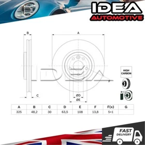 Brake Disc Front Idea Fits Jaguar XE XF 2.0 D 2.5 3.0 T4N1801 T4A2342 - Picture 1 of 4