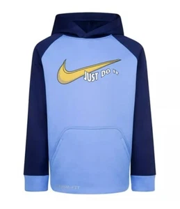 Boys 4-7 Nike Therma-FIT Raglan Swoosh Graphic Hoodie Blue Size 4 - Picture 1 of 4