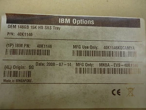 Nuevo, IBM, 40K1146, disco duro, bandeja SAS 146 GB 15K HS - Imagen 1 de 5