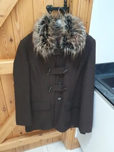 LAURA ASHLEY, SIZE 16 BROWN FAUX FUR COLLAR COAT/JACKET, PRE-LOVED - Picture 1 of 9