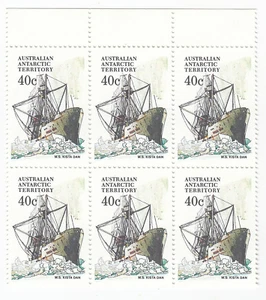 1979-1982 AAT ANTARCTIC SHIPS - MS KISTA DAN - EDGE BLOCK of 6 x 40c MNH STAMPS - Picture 1 of 2