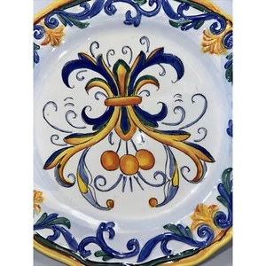 Italian Style Decorative Plate, Floral Design, Scalloped Edge, Home Decor - Picture 1 of 8