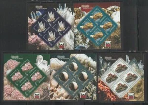 MINERAL STAMPS  ROMANIA 2010 MINERALS BLOCKS X5 MNH - MINE270 - Picture 1 of 1