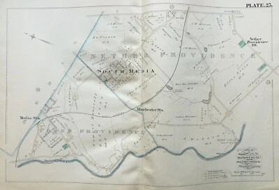 1882 UPPER AND NETHER PROVIDENCE MEDIA STATION DELAWARE COUNTY PA ATLAS MAP - Image 1 of 4