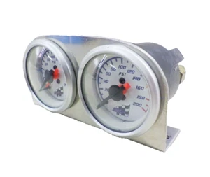 ACC Air Suspension Pressure Gauge Dual PSI Meter ACCR50W 2‑Gauge Panel JDM F/S - Picture 1 of 9