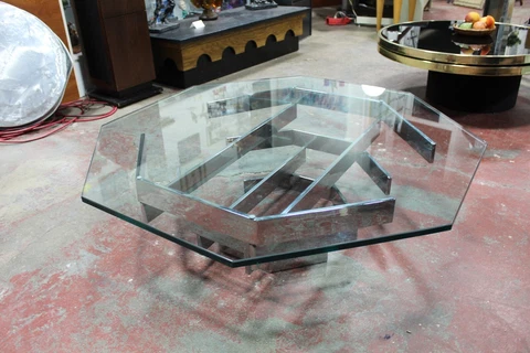 Paul Mayen Coffee Table Octogon Glass & Chrome 1960's Mid Century Modern Cover