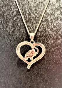 Sterling Silver CZ Elephant Heart Necklace - Picture 1 of 5