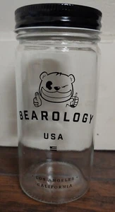 Original Bearology USA Clear Drinking Glass + Lid Boba Glass Los Angeles LA CA - Picture 1 of 3