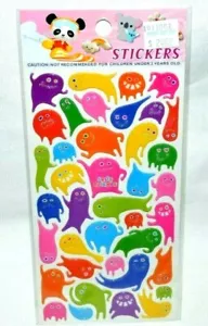 NUEVO-TSI KAWAII HINCHADO BRILLANTE COLORIDO GELATINA AMIGOS PEGATINAS: ¡FORMAS Y CARAS! - Imagen 1 de 3