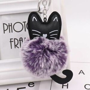 1pc Rabbit Fur Ball Key Chain Multicolor Round Pompom Keychain Women Fashion Bag