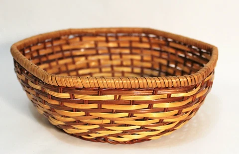Basket Wicker Rattan Woven Two Tone Hexagon Cover