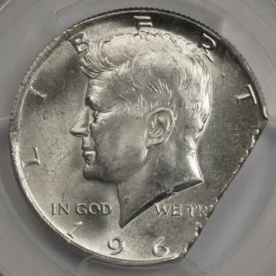 1964 PCGS MS64 10% Ragged End Clip Silver Kennedy Half Dollar Mint Error Amazing - Image 1 of 4