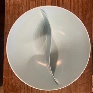 Vintage MCM Melmac Turquoise 9.5" Divided Serving Bowl Made In USA 1950's - Picture 1 of 6