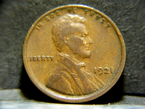 1921 Lincoln Wheat Cent Penny Error--Bold Details--Brown Color--BroadStrike-#753 Cover