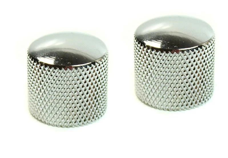PAIR CHROME METAL KNURLED GUITAR / AMP VOLUME / TONE CONTROL KNOB SUIT TELE ETC - Image 1 of 1