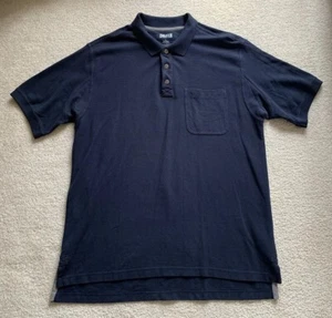 Camisa polo de cola larga Duluth Trading Co para hombre L azul marino ropa de trabajo pesada tareas - Imagen 1 de 12
