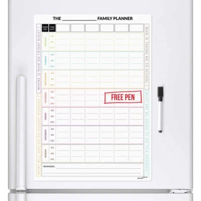 Magnetic Fridge FAMILY PLANNER Chore Rota Board Weekly Drywipe A3 Task Chart Pen - Image 1 of 4