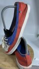 Mad Love Shoes Womens 10 Slip On Sneakers Red White Blue Canvas Moc Toe
