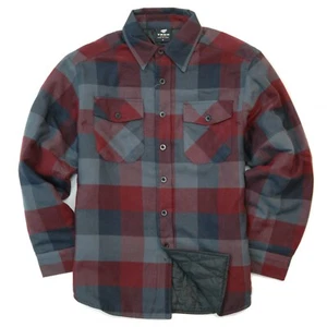 Chaqueta camisa informal con botones de franela a cuadros YAGO para hombre vino/negro 5 (S-5XL) - Imagen 1 de 3
