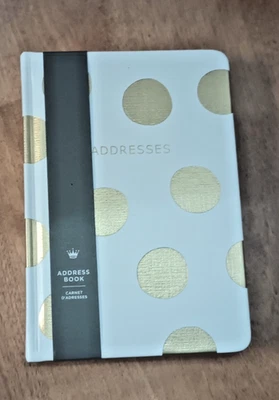 Nueva libreta de direcciones manual sello puntos de oro blanco encuadernado en duro 7,5 pulgadas X 4 pulgadas Foto 1 de 4
