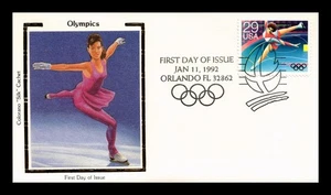 DR JIM STAMPS US COVER WINTER OLYMPICS FIGURE SKATING FDC COLORANO SILK CACHET - Picture 1 of 2