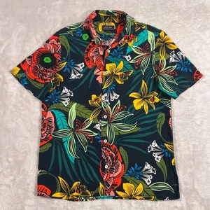 Camisa Zara Para Hombre Pequeña Azul Floral Calce Relajado Abotonada Manga Corta Viscosa - Imagen 1 de 9