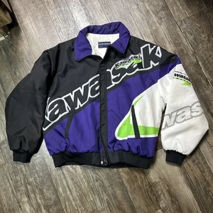 VTG 90s Team Kawasaki Motocross Racing Jacket Purple Green Size XL Swingster - Picture 1 of 8