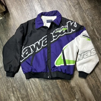 VTG 90s Team Kawasaki Motocross Racing Jacket Purple Green Size XL Swingster - Image 1 of 4