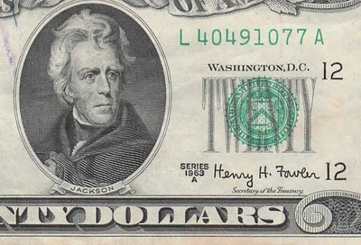 USA San Francisco , Ca  $20  Series of 1963 A Block L-A  Circulated Banknote ESU - Image 1 of 3