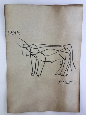 Пабло Пикассо с сертификатом подлинности художественная картина оригинальный рисунок винтажная бумага с подписью - Изображение 1 из 3