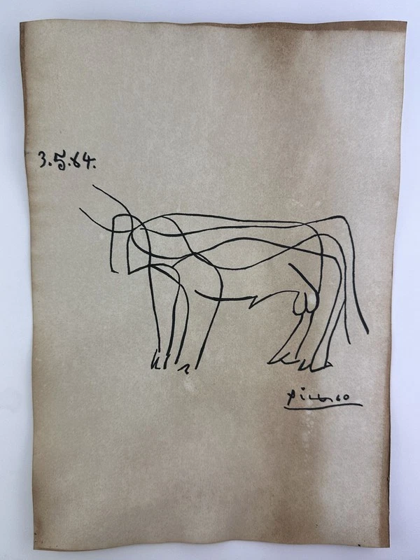 Pablo Picasso COA 艺术绘画 原版绘画 复古纸 签名 — 第 1/3 张图片