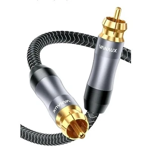 NEW 6.6' VANAUX Braider Cable Subwoofer Male to Male Digital Coaxial TV RCA - Picture 1 of 7